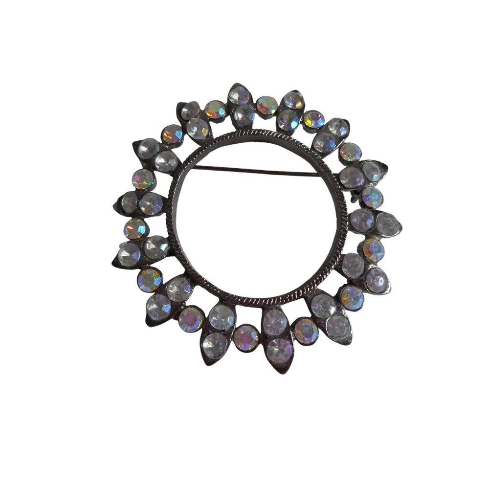Unique Costume Brooch Pin Jewelry Rhinestones Aurora Borealis